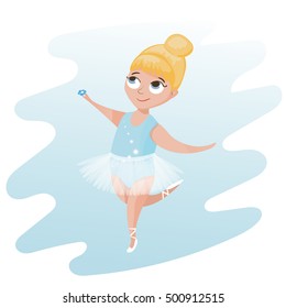 Vector illustration of little cute ballerina in dance.