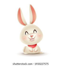 Vector illustration of little cute bunny. Isolated.