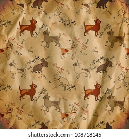 vector illustration little cute doggy. vintage style. eps10