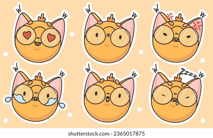 Vector illustration of little cute fox stickers