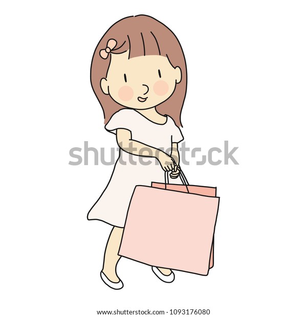 Vector Illustration Little Cute Girl Pink Royalty Free Stock Image