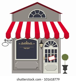 Vector illustration of little cute retro store, shop or boutique