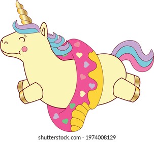 Vector illustration of a little cute unicorn. Can be used as greeting card, sticker, kids t-shirt design, print or poster