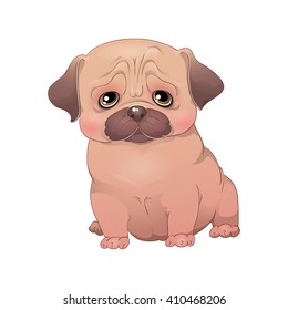 Vector illustration with little dog.