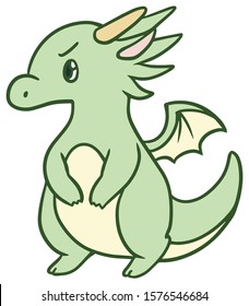 Vector illustration of a little dragon with angry face