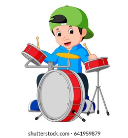 vector illustration of little drummer cartoon
