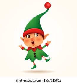 Vector illustration of little Elf on white background. Isolated.