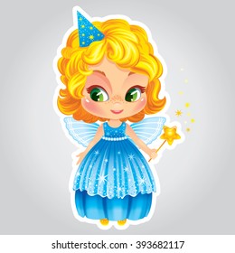 Vector illustration with little fairy in shiny dress