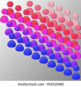 Vector illustration of little figures. Crowd of people looking at something. Colorful silhouettes of audience. 