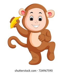 vector illustration of Little funny baby wearing monkey suit