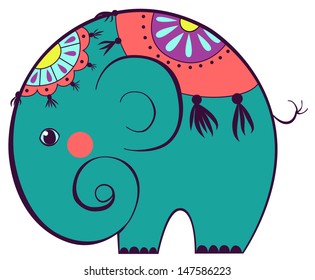 The vector illustration with little funny elephant