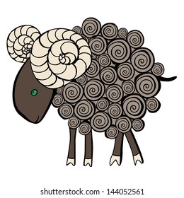 The vector illustration with little funny lamb