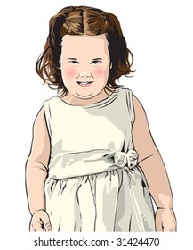 Vector illustration of a little girl.