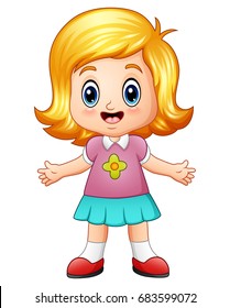 Vector illustration of Little girl cartoon with blond hair