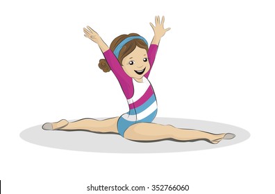 Vector Illustration Of A Little Girl Gymnastics