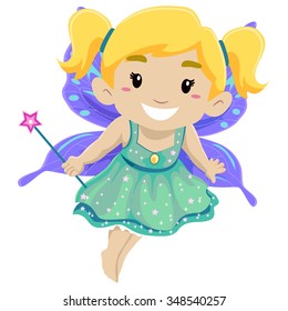 Vector Illustration of Little Girl Wearing Fairy Costume