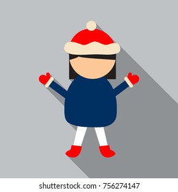 Vector Illustration of Little Girl wearing Winter Clothes