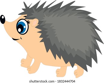 vector illustration of a little gray hedgehog for kids