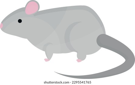 Vector illustration of a little gray mouse. Laboratory mouse.