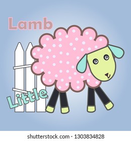 Vector illustration of a little lamb. Very nice. Suitable for embroidery, textiles and many other types of design.