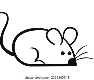 Vector illustration of a little mouse line icon.