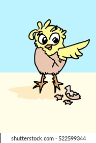 Vector illustration of a little newborn easter chicken