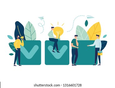 vector illustration. little people characters make an  design business graphics tasks scheduling-Vector 