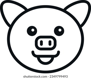 Vector illustration of a little pig's face for coloring.
