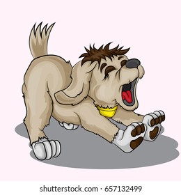 Vector illustration of a little puppy who wants to sleep