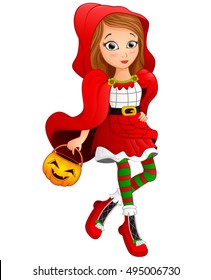 Vector illustration of  little red riding hood 