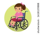 Vector illustration of little sad disabled girl in a wheelchair. Health Problems concept.