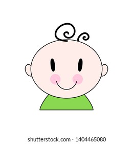 Vector illustration of a little smiling kid in green shirt