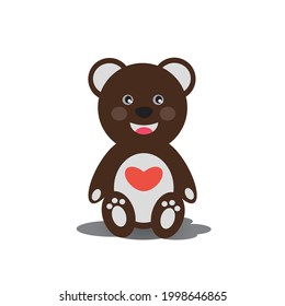 Vector illustration little teddy bear cartoon on white background