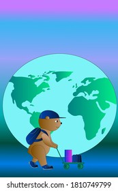 Vector illustration of a little toy bear who went to travel.
For printed materials: posters, calendars.