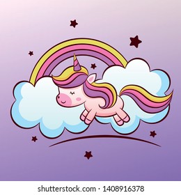 Vector illustration. Little unicorn. Cartoon character