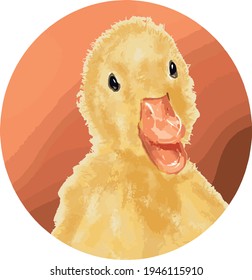 vector illustration of little yellow duckling portrait