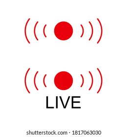 Vector illustration of live broadcast sign radiating signal icon.