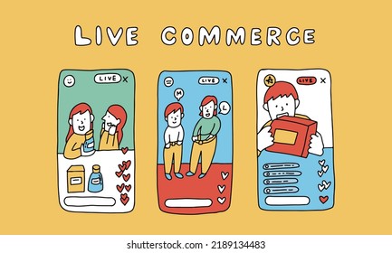 Vector illustration of live commerce.