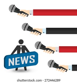 vector illustration of a live report with button news and microphone. eps 10