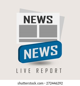 vector illustration of a live report with button news and microphone. eps 10