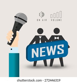 vector illustration of a live report with button news and microphone. eps 10
