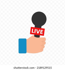 Vector illustration of live reporter. Colored vector for website design .Simple design on transparent background (PNG).