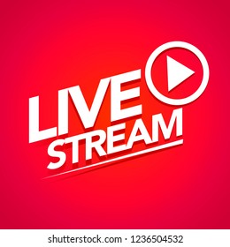 Vector Illustration Live Streaming Logo - Stream Design Element With Play Button For News, Youtube Or Online Broadcasting