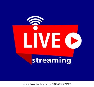 Vector illustration of Live streaming symbol with play button on blue background