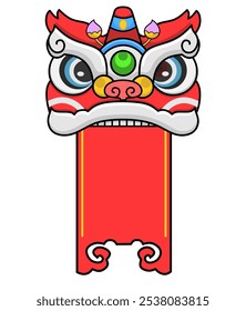 vector illustration of a lively Chinese New Year lion dance