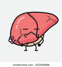 Ilustración vectorial del personaje del hígado con la cara linda y el dibujo simple de la línea corporal en un fondo aislado