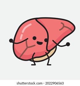 Ilustración vectorial del personaje del hígado con la cara linda y el dibujo simple de la línea corporal en un fondo aislado