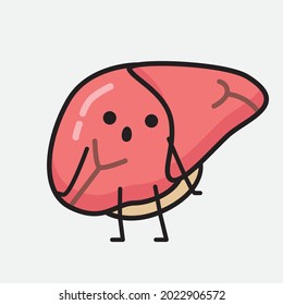 Ilustración vectorial del personaje del hígado con la cara linda y el dibujo simple de la línea corporal en un fondo aislado