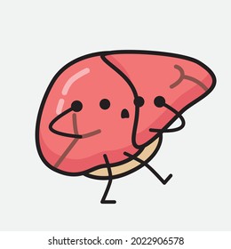 Ilustración vectorial del personaje del hígado con la cara linda y el dibujo simple de la línea corporal en un fondo aislado