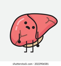 Ilustración vectorial del personaje del hígado con la cara linda y el dibujo simple de la línea corporal en un fondo aislado